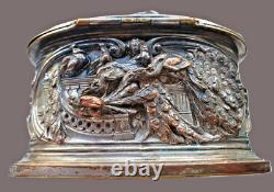 Antique silver plated bronze jewellery box Louis Théophile Hingre