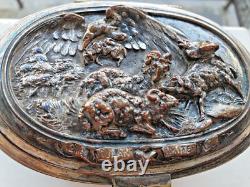 Antique silver plated bronze jewellery box Louis Théophile Hingre