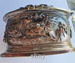 Antique silver plated bronze jewellery box Louis Théophile Hingre