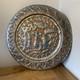 Antique silver plated copper relief hammered 43cm wall Plate Arabic Persian
