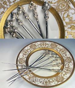 Antique to Vintage 6pc French CHRISTOFLE Meat, Scallop Picks, Heavy Silver Plate