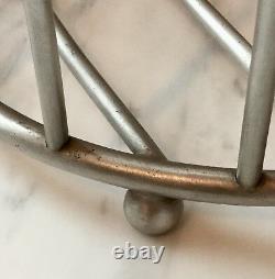 Antique vtg Victorian Nickel plate Brass bar TOWEL BASKET JLMott bath barbershop