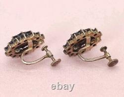 Antiques Silver Gold Plated Earrings 900 with natural Bohemian Czech Garnet