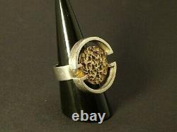 Anton Michelsen, Vintage Modernist Sterling Silver Ring With a Gold Plated