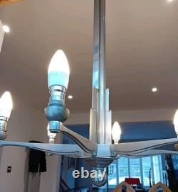 Art-Deco Chandelier Circa 1920s Original Chrysler Building Style Nickel Plating