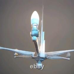 Art-Deco Chandelier Circa 1920s Original Chrysler Building Style Nickel Plating