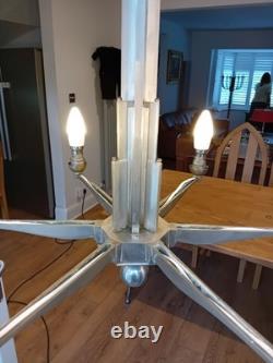 Art-Deco Chandelier Circa 1920s Original Chrysler Building Style Nickel Plating