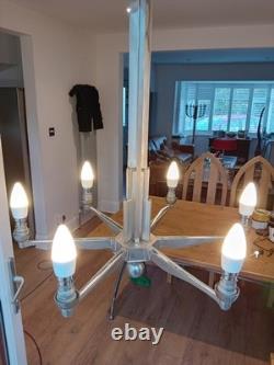 Art-Deco Chandelier Circa 1920s Original Chrysler Building Style Nickel Plating