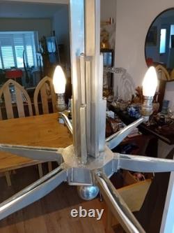 Art-Deco Chandelier Circa 1920s Original Chrysler Building Style Nickel Plating