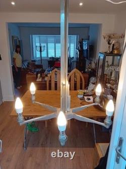 Art-Deco Chandelier Circa 1920s Original Chrysler Building Style Nickel Plating