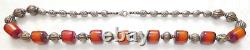 Art Deco Cherry Faturan silver plated bead massive necklace, 131 gr. Length 84