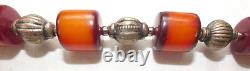 Art Deco Cherry Faturan silver plated bead massive necklace, 131 gr. Length 84