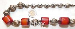 Art Deco Cherry Faturan silver plated bead massive necklace, 131 gr. Length 84