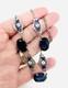 Art Deco Czech Blue Glass & Enamel Rhodium Plated Necklace Vintage Jewelry