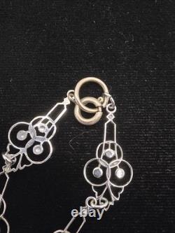 Art Deco Dragon Necklace Enamel Peking Glass Rhodium Plate 1930s 18 In