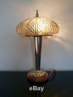 Art Deco German Modernist Table Lamp-marble, Silver Plated, Bakelite Rewired