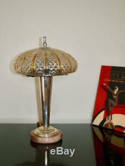 Art Deco German Modernist Table Lamp-marble, Silver Plated, Bakelite Rewired