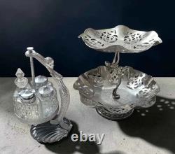 Art Deco Metal Hosting Set Manco Plate & Royal Falconware