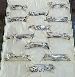 Art Deco Sandoz Gallia Christofle Set of Twelve Silver Plated Bronze Knife Rests