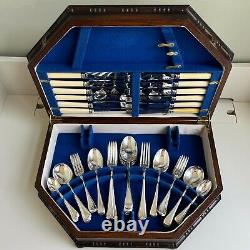 Art Deco Sheffield Silver Plated Cutlery Canteen 52-Piece Set 6 Place Setting