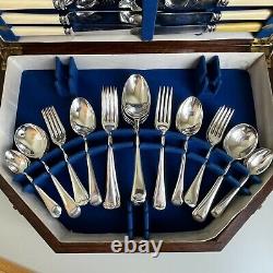 Art Deco Sheffield Silver Plated Cutlery Canteen 52-Piece Set 6 Place Setting