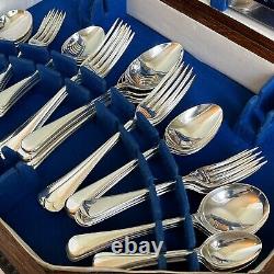Art Deco Sheffield Silver Plated Cutlery Canteen 52-Piece Set 6 Place Setting