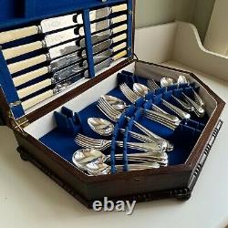 Art Deco Sheffield Silver Plated Cutlery Canteen 52-Piece Set 6 Place Setting