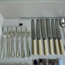 Art Deco Sheffield Silver Plated Cutlery Canteen 52-Piece Set 6 Place Setting