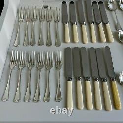 Art Deco Sheffield Silver Plated Cutlery Canteen 52-Piece Set 6 Place Setting