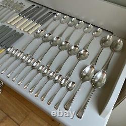 Art Deco Sheffield Silver Plated Cutlery Canteen 52-Piece Set 6 Place Setting