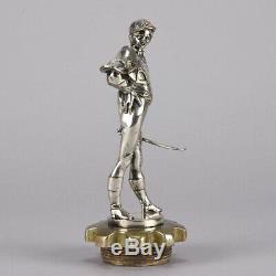 Art Deco Silver Plated Bronze Car Mascot'Jockey' by Eugene Lalouette
