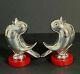 Art Deco Silver Plated & Red Bakelite Birds Figurines Salt & Pepper Shakers