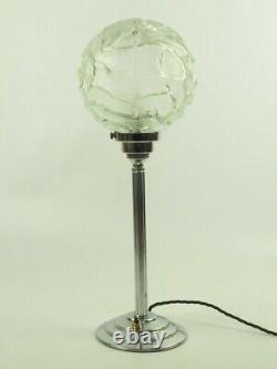 Art Deco Silver Plated Table Lamp with Art Deco Glass Globe