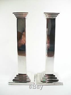 Art Deco Style Silver Plate Candlesticks Unsigned 20th Century