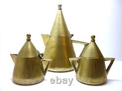 Art Deco conical shaped metal tea set brass silver plate vintage 1920s Tea Set