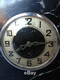 Art Deco marble clock with silver plated gazelle