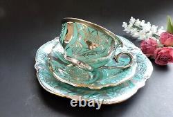 Art Deco silver overlay Cup, saucer and plate Rosenthal Bavaria Germany
