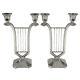 Art Deco silvered two lights candelabra Gallia in the manner of Sue et Mare 1930
