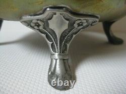 Art Nouveau Brass Jardiniere Chase Silver Plate Floral Band Footed Satyr Handles