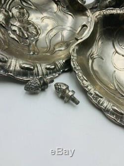 Art Nouveau Centerpiece Double Calling Card Tray Holder Metalware Metal Work