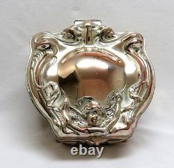 Art Nouveau Cupid Silver Plated Jewelry Casket Box