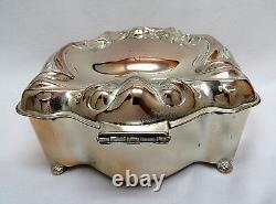 Art Nouveau Cupid Silver Plated Jewelry Casket Box