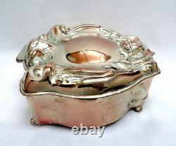 Art Nouveau Cupid Silver Plated Jewelry Casket Box