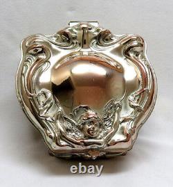 Art Nouveau Cupid Silver Plated Jewelry Casket Box