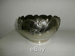 Art Nouveau Floral Patterned Silver Plated Large Decorative Bowl/ Indoor Planter