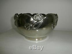 Art Nouveau Floral Patterned Silver Plated Large Decorative Bowl/ Indoor Planter