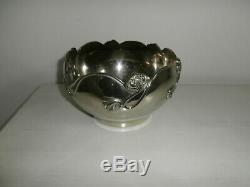 Art Nouveau Floral Patterned Silver Plated Large Decorative Bowl/ Indoor Planter