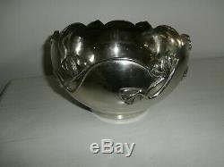 Art Nouveau Floral Patterned Silver Plated Large Decorative Bowl/ Indoor Planter