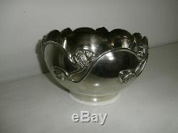Art Nouveau Floral Patterned Silver Plated Large Decorative Bowl/ Indoor Planter