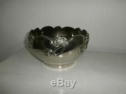 Art Nouveau Floral Patterned Silver Plated Large Decorative Bowl/ Indoor Planter